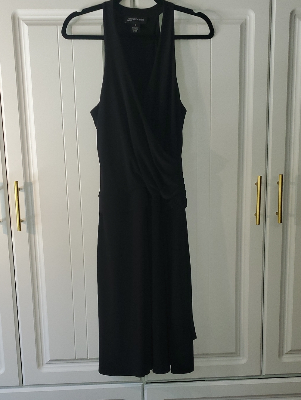Jones New York Black Sleeveless Midi Wrap Dress